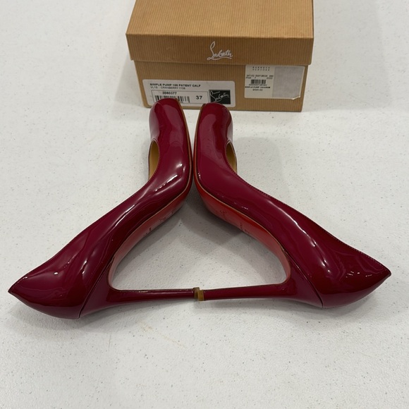 NWT CHRISTIAN LOUBOUTIN SIMPLE PUMP 100 PATENT CALF CRANBERRY - Picture 6 of 9